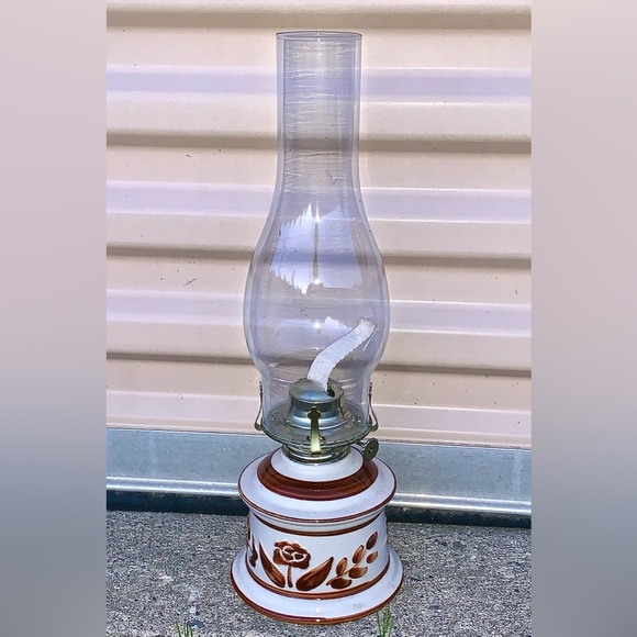 Vintage Unused LAMPLIGHT FARMS Glazed Ceramic Kerosene Oil Lantern Lamp - Picture 11 of 12